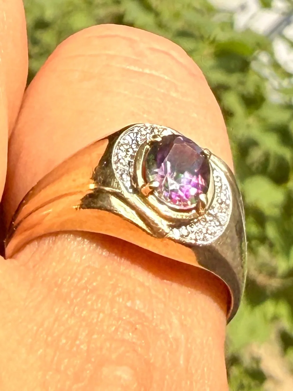 Vintage Mystic Topaz Fire Topaz in 10kt gold ring size 10